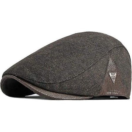 Flad kasket herre baskerhue efterår vinter, topped kasket Cabbie Hunter hat (Kaffee)