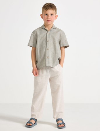 Lindex Trousers Linen Blend - Cream - 110