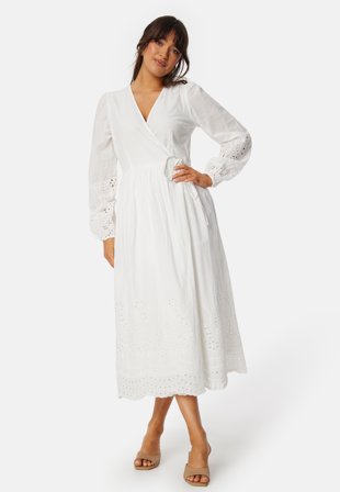 YAS luma LS Long Wrap Dress Star White Vaatteet