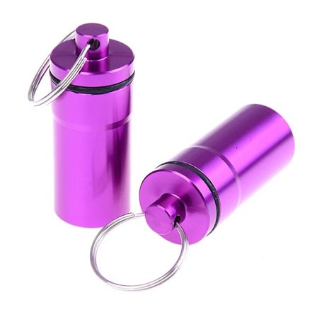 Højkvalitets 2 stk. vandtæt aluminium pilleæske, bærbar mini pillebeholder flaske opbevaringsetui nøglering