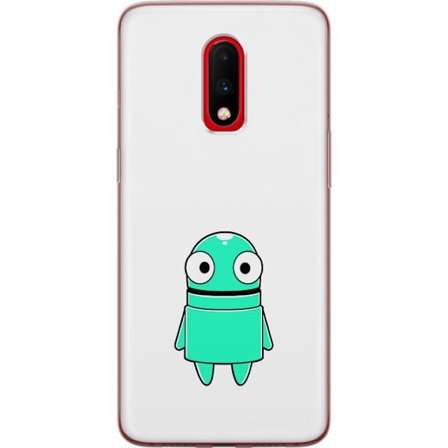 Kompatibel Mobilcover til OnePlus OnePlus 7 Turkis tegneseriefigur med store øjne og en glad personlighed i enkel illustration
