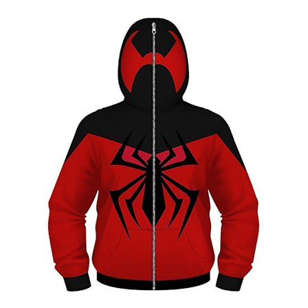 Barn Gutt Spider-Man Hettegensere Hettegenser Glidelås Rock Jakke Topp Yttertøy Fans Gave Rød Spiderman Rød Spiderman