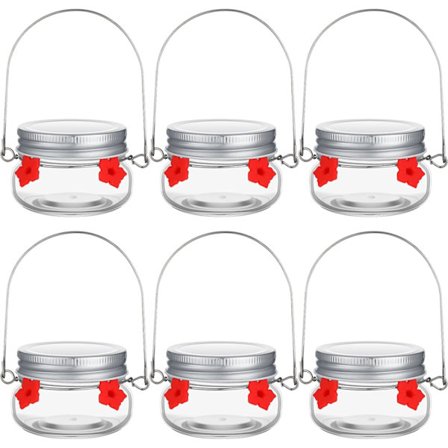 6 kpl Mason-purkki Kolibriruokkija Lasi Kolibriruokkija Ruokinta-astia 4 Kukka Ruokintaportilla Ulkotiloihin Ripustus Ikkuna Piha Puutarhakoristelu