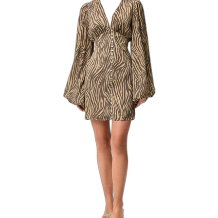 Zebramönstrad kortklänning med knappar