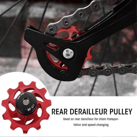 11T Jockeyhjul Bakväxel Trissa för Mountainbike Cykel Ersättningsdelar (Röd)