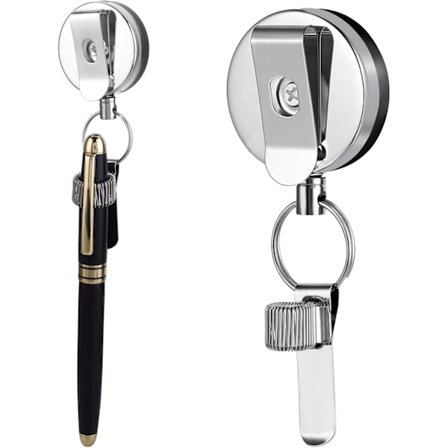 1 stk. Retraherbar trækpen blyantholder med bælteklips og nøglering Universal pen lanyard til tømrere, arbejdere, sygeplejersker, tjenere