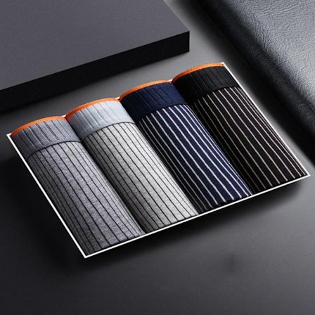 Stripete herreundertøy, bomullsboxershorts, tettsittende shorts, trenden for gutter og unge komfortable boksere.