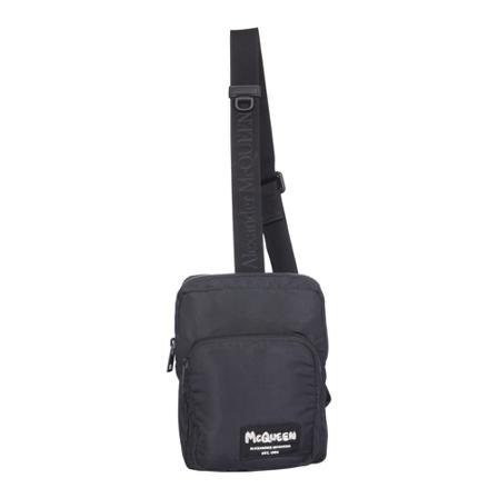 Alexander McQueen Logo-patch shoulder Tas , Zwart , Heren , Maat: ONE Size Tassen