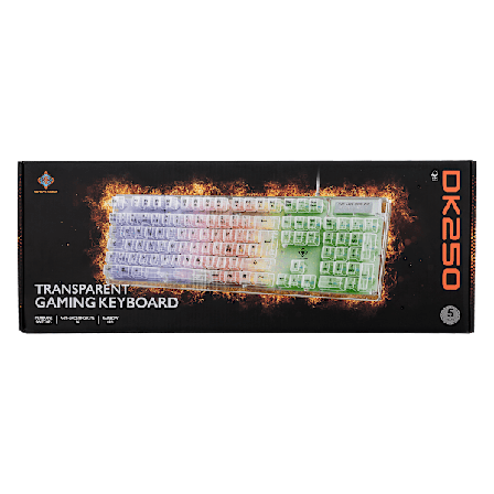DK250 Membrane keyboard in transparent design, Rainbow LED