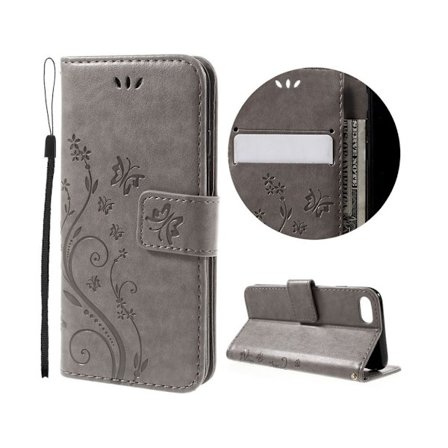 Butterfly läder iPhone 8 / iPhone 7 fodral - Silver/Grå