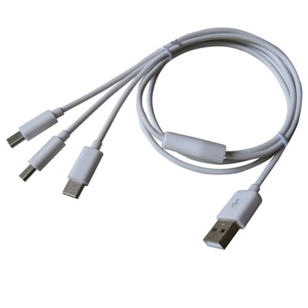 Multi 3 i 1 USB C Langt opladerkabel Ladeledning Flere porte Langt ladekabel Type C-stik til mobiltelefoner