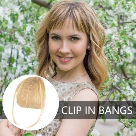 Clip-on pandehår, ægte hår extensions - Fransk pandehår, falsk pandehår | Naturlige hår extensions til piger og kvinder