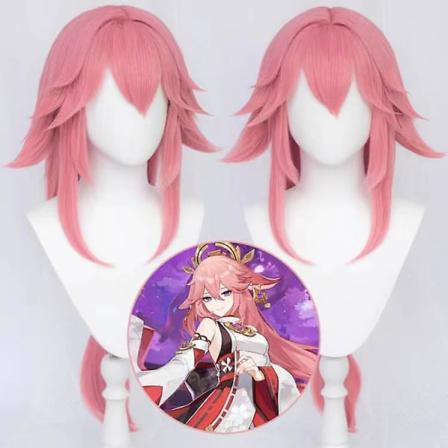 Halloween Genshin Impact Cosplay Kostym Klee Cosplay Keqing Hutao Cosplay Uniform Peruk Halloween Carnival Kostymer Yae Miko wig one size-Genshin 