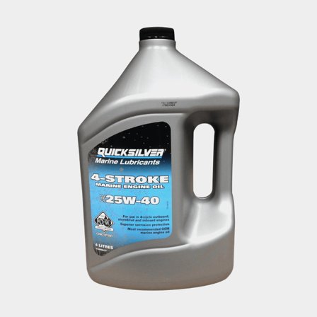 Mineral oil for 4-stroke inboard & outboard engines Quicksilver 4-Stroke Marine Engine Oil 25W-40, for petrol & diesel engines, NMMA FC-W, 4 litres