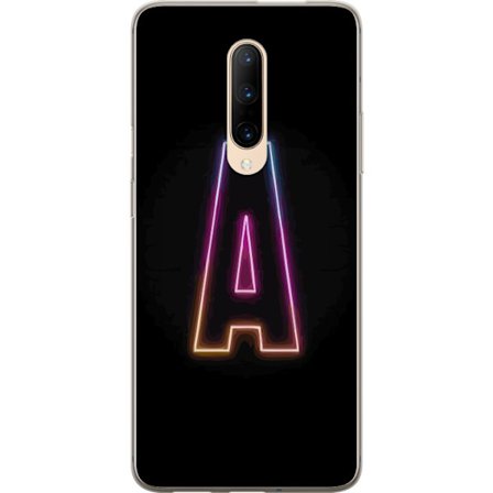 Yhteensopiva Puhelinkuori OnePlus OnePlus 7 Pro Minimalistinen neonkirjain A sateenkaarenvärisessä valossa mustaa taustaa vasten modernissa typograf