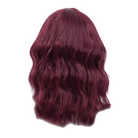 Kort Bølgete Skulderlengde Dame Parykk med Full Pannelugg Varmebestandig Syntetisk Hår For Jenter Sjarmerende Res