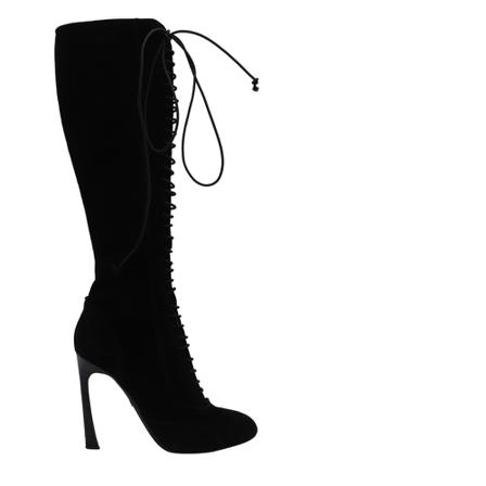 Giambattista Valli Pre-owned, Knee-High Lace-Detail Boots Suede Zwart, Dames, Maat:36 EU