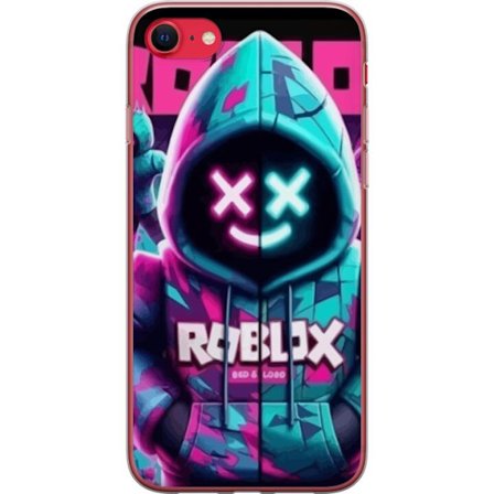 Yhteensopiva Puhelinkuori Apple Apple iPhone 7 Roblox neonhuppari hahmokuva, missä on naamioitu hahmo sinisessä ja vaaleanpunaisessa neonväreissä,