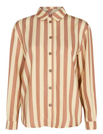 Nushadow Shirt Langermet Skjorte Beige Nümph*Betinget Tilbud