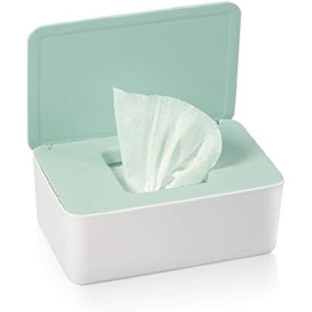 Baby Wipe Box Våtservetter Box Med Lock, Grön Vit, Burk