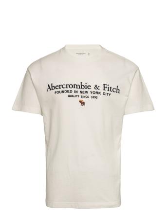 Anf Mens Graphics T-shirts Short-sleeved Creme Abercrombie & Fitch*Betinget Tilbud