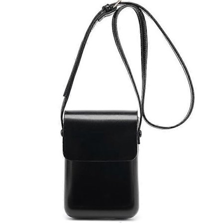 Lille Crossbody Taske til Kvinder Læder Mobiltelefon Skuldertasker Rejse Ferie Mor Designer Pung Sort