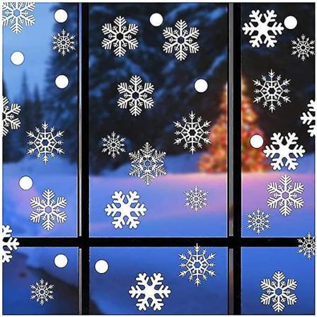 Snöflinga Fönsterklistermärken Återanvändbara Självhäftande 88st