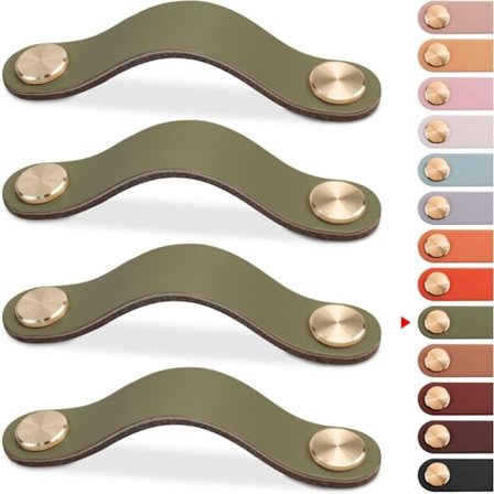 4-osainen nahkainen huonekalujen vetimien sarja, kaapin oven vetimet, nahkaiset vetimet, vintage-huonekalujen vetimet (kaappeihin, lipastoihin) (