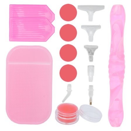 Strass Nagelkonst Prick Penna Verktygssats med Halkskydd Rosa