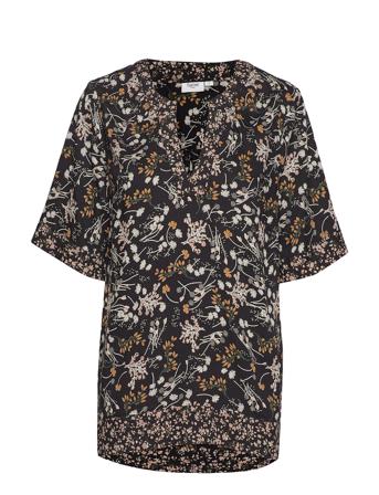 U1022, Blouse Woven S/S Black Saint Tropez