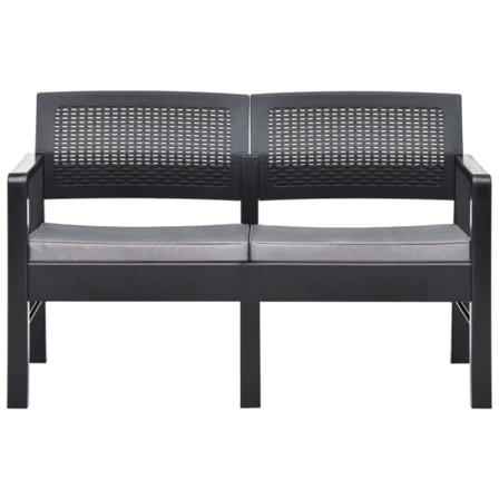 Vidaxl Trädgårdsbänk Med Dynor 2-sits 120 Cm Plast Antracit Antracit