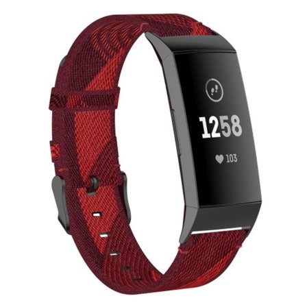 För Fitbit Charge 4 / Charge 3 / Charge 3 SE Rostfritt stål huvud korn Nylon Denim ersättningsrem klockband