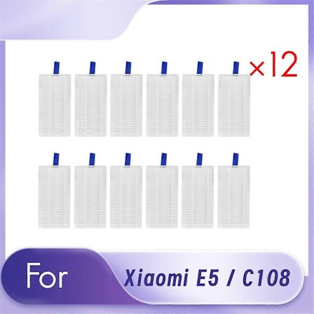 12 stk. rensefilter til Xiaomi E5 / C108 robotstøvsuger tilbehør filter renser dele udskiftning