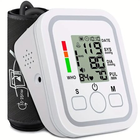 Blodtrykksmåler for voksne, enkel å bruke, med stor bakgrunnsbelyst LCD-skjerm og justerbar mansjett, egnet for hjemme- og reisebruk
