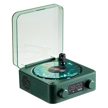 Vintage Vinylskiva Bluetooth-högtalare med RGB-stämningsbelysning, Retro Skivspelare Design Högtalare