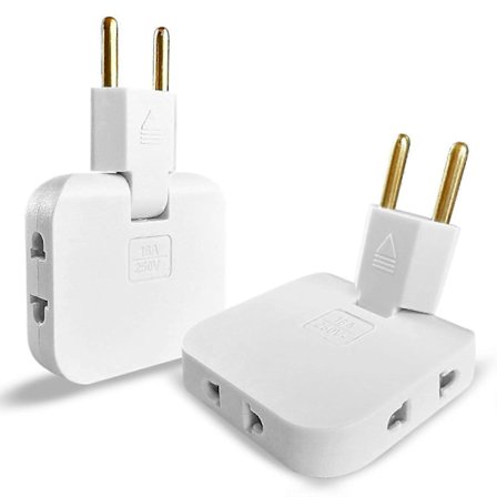 3x Platt Grenuttag Bakom Skåp med 3 Uttag | Platt Uttag med 180° Vridbar Anslutning | Väggrenuttag med EU-US Adapter-Perfet