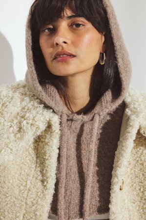 Erica Kvam x NA-KD Stickad balaclava i alpacka - Sjalar & Halsdukar - Beige - One Size