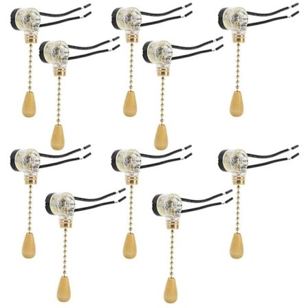 10 stk vegglysbryter trekkbryter takviftelampe takvifte vegglysbryter erstatningstrekkjedesnorbryter gull