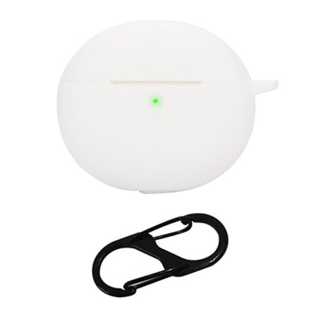 For Oppo Enco R3 Silikonetui Anti-riper trådløst hodesettdeksel med hengespenne - Hvit