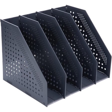 Sammenleggbart tidsskriftstativ, tidsskriftholder for kontor med 4 rom, tidsskriftrom med stor kapasitet, vertikal papirorganisering A4 OG MER, 