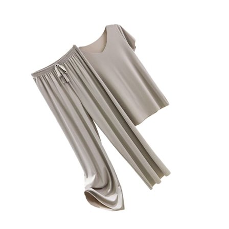 Kvinnor Ice Silk Pyjamas Set T-shirt Elastisk midja lösa byxor