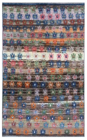 Hand Knotted Berber Colourful Rug 112X187 Dark Grey/Black