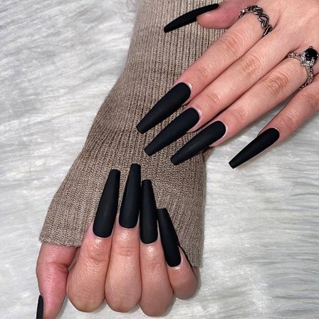 4 sett med matte kistetrykk på negler lang ballerinaform kunstige