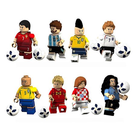 8 stk/sett fotballspiller byggeklosser minifigurleker