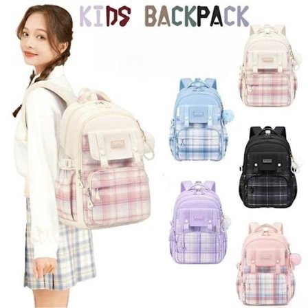 Sød skoletaske rygsæk til piger med hængende pynt og stor kapacitet_TF_TF