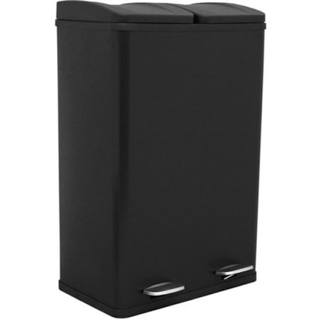 2 in 1 -kierrätyspoljin, musta 60 litran metallinen kaksilokeroinen keittiökori 2 x 30 litraa Eco Wide kaksoisastia