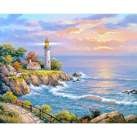 30x40cm 5D DIY Diamantmålning Full, Serie Havsfyrar#