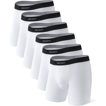 Mens Underwear ComfortSoft Fukttransporterande, Andningsbara Bomullsboxerkalsonger för Män 6-pack