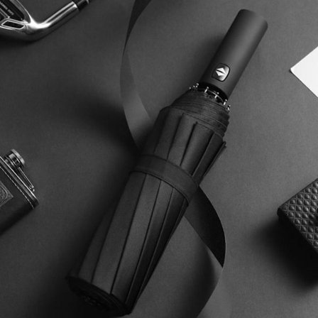 Automatisk Paraply 12 Ribs Paraply SORT