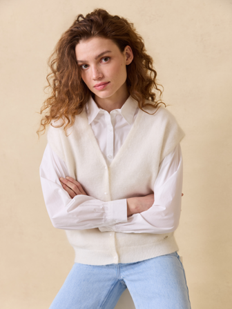 Jean Paul Femme - Harriet vest - Dame - Hvit - Gensere & Cardigans - XL